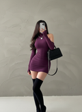 MidnightMuse – "Velvet Shadow" Mock Neck Bodycon Mini Dress with Detached Sleeves | The Essence of the Night